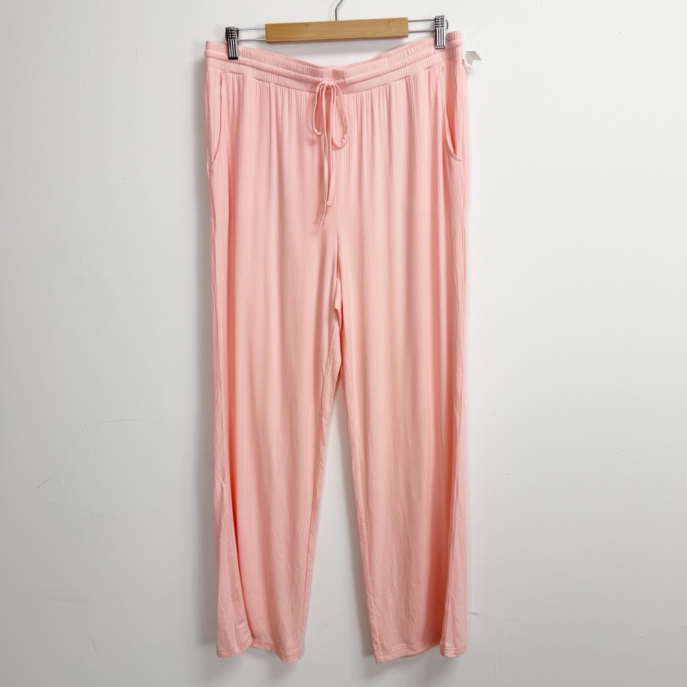 State of Day Pants Womens Large Orange Ribbed Pajamas PJS Drawstring Pockets NWT